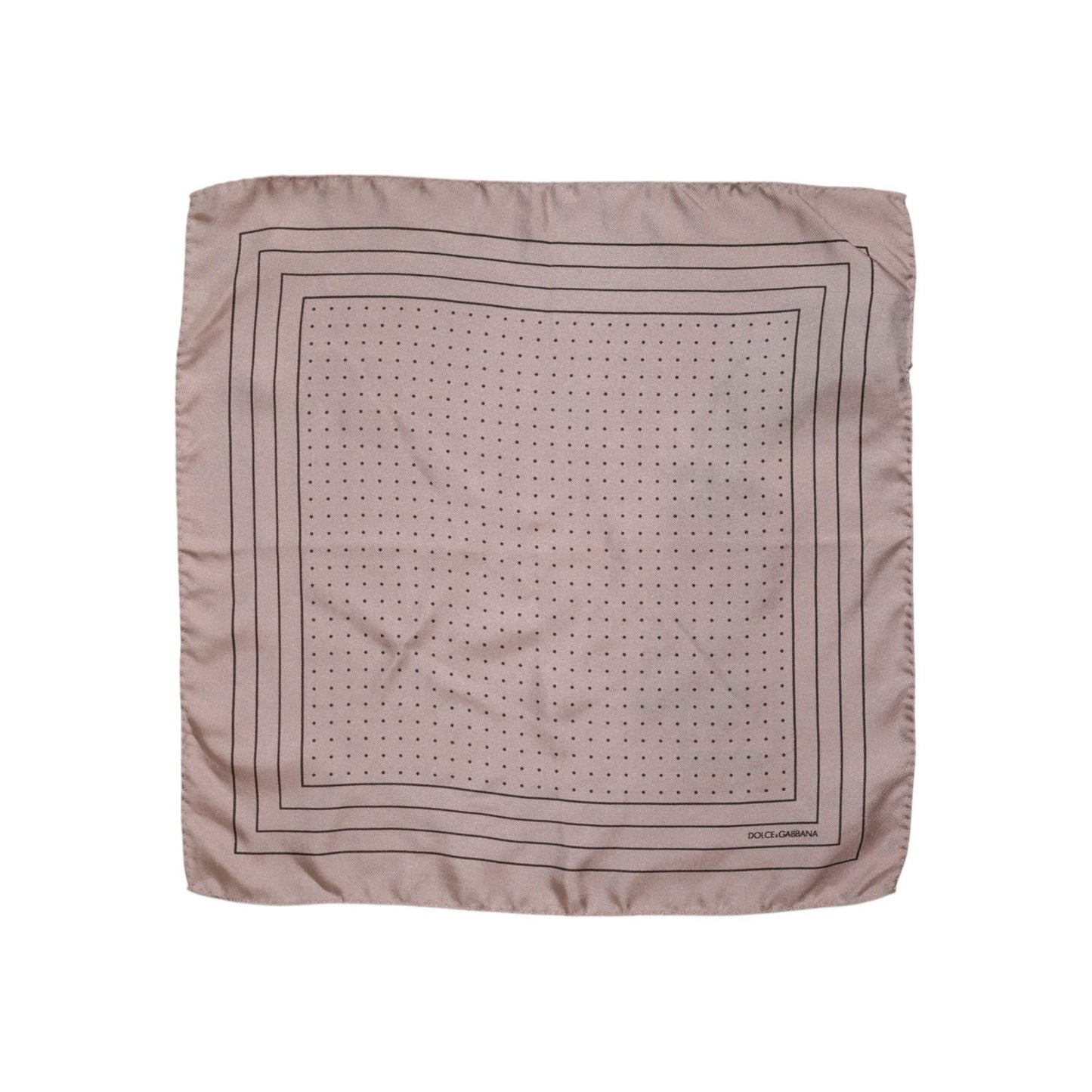 Dolce & Gabbana Beige Dotted Silk Square Men Foulard Scarf