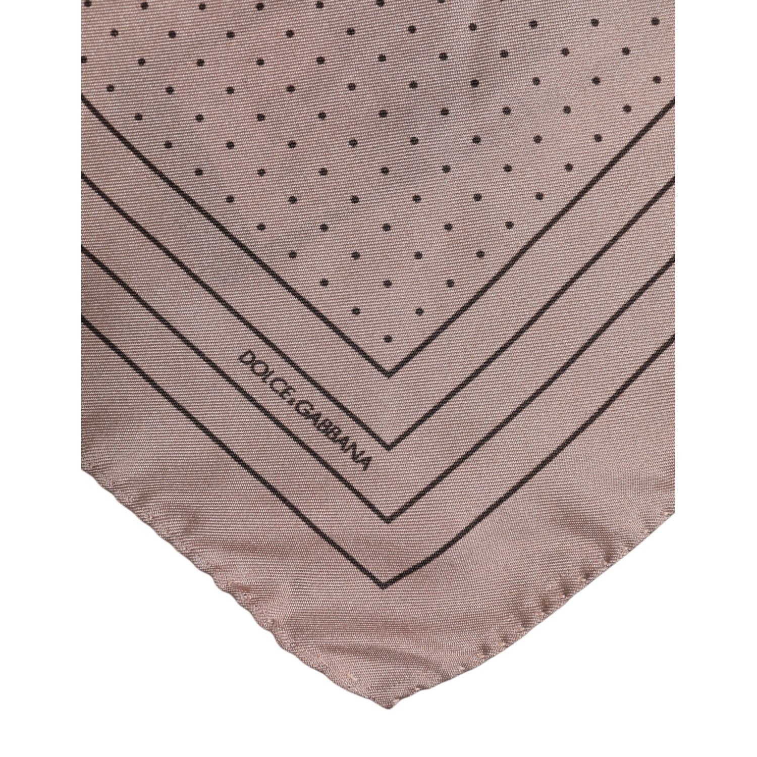 Dolce & Gabbana Beige Dotted Silk Square Men Foulard Scarf