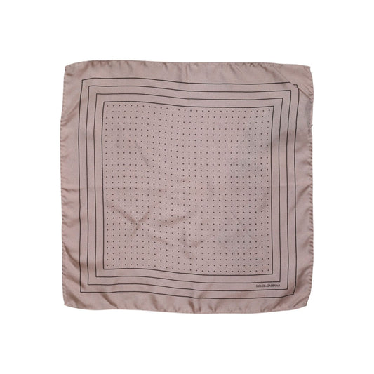 Dolce & Gabbana Beige Dotted Silk Square Men Foulard Scarf MS7326