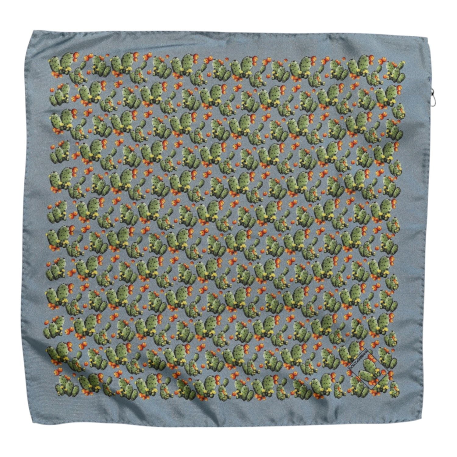 Dolce & Gabbana Gray Green Cactus Print Square Foulard Scarf