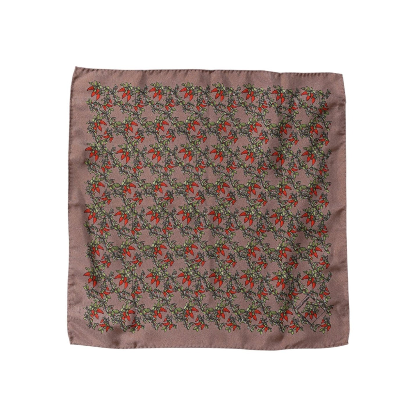 Dolce & Gabbana Brown Chilis Silk Square Men Foulard Scarf