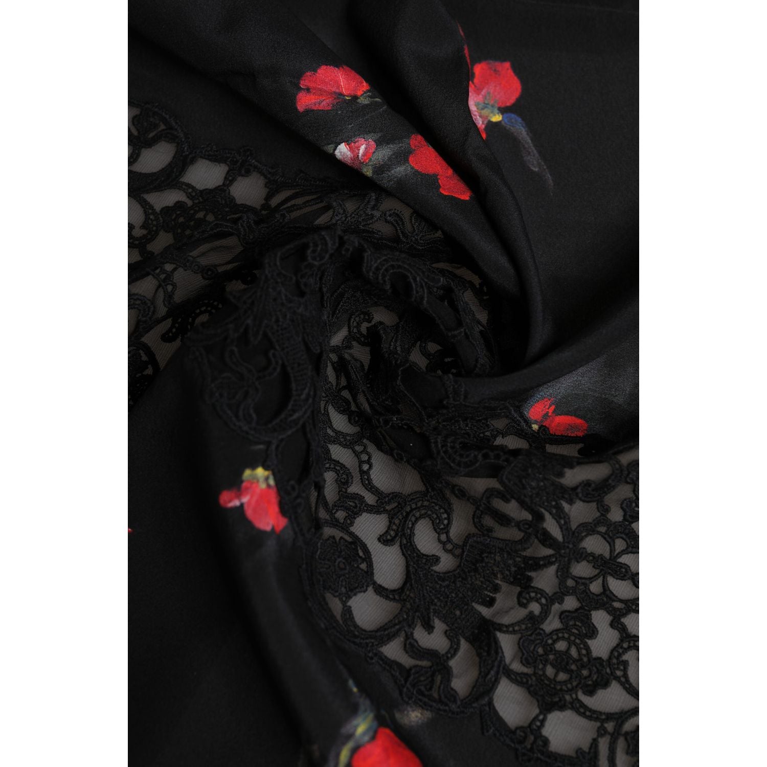 Dolce & Gabbana Black Floral Print Neck Warmer Wrap Scarf