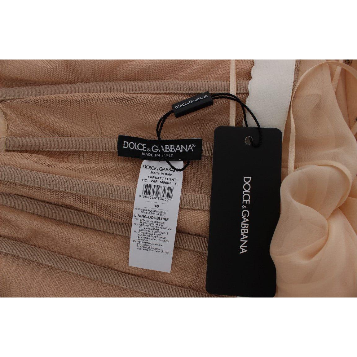 Dolce & Gabbana Beige Silk Ball Gown Full Length Dress Dresses