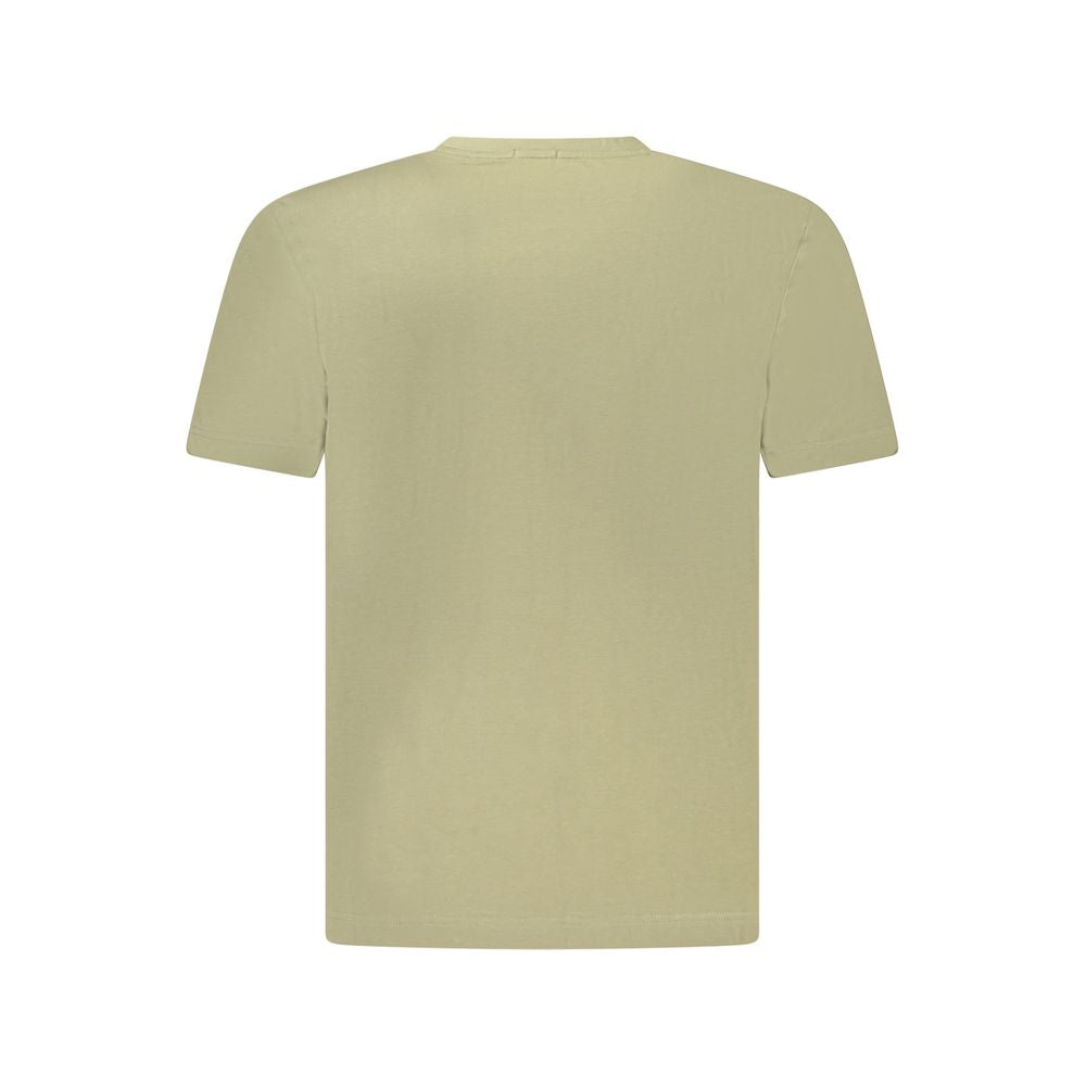 Back view of Hugo Boss Green Cotton Men TShirt showcasing relaxed fit and crew neck design.
