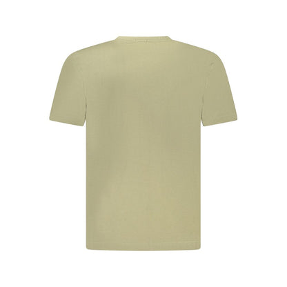 Back view of Hugo Boss Green Cotton Men TShirt showcasing relaxed fit and crew neck design.