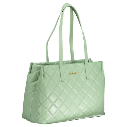 Mario Valentino Green Polyethylene Handbag with shoulder handles, zip closure, and logo detail.