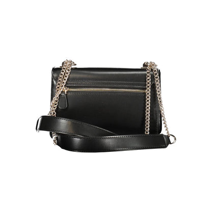 Rear view of Guess Jeans Black Polyethylene Handbag with chain shoulder handles and external pocket.