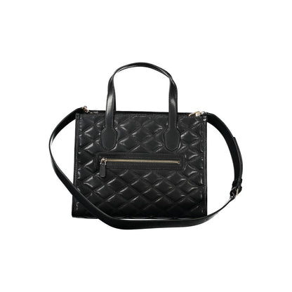 Guess Jeans Black Polyethylene Handbag with adjustable strap, external pocket, and quilted design