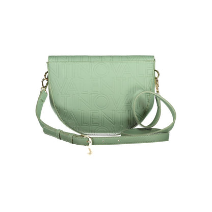 Mario Valentino Green Polyethylene Handbag with adjustable straps, internal compartments, pockets, contrasting details, and logo.
