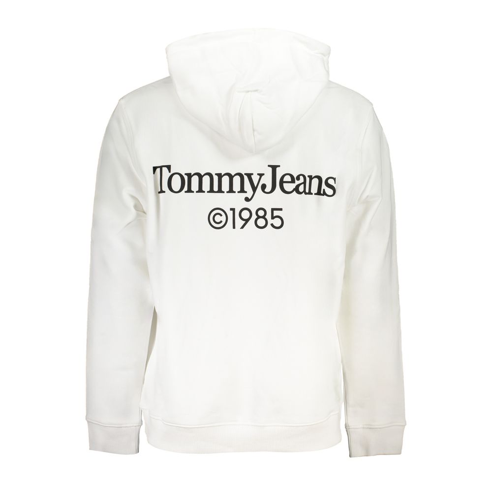 Back view of a Tommy Hilfiger White Cotton Men Sweater with Tommy Jeans logo, showcasing iconic American style.
