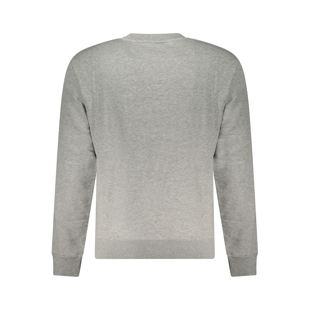 Back view of Napapijri Gray Cotton Men Sweater with relaxed fit and crew neck.