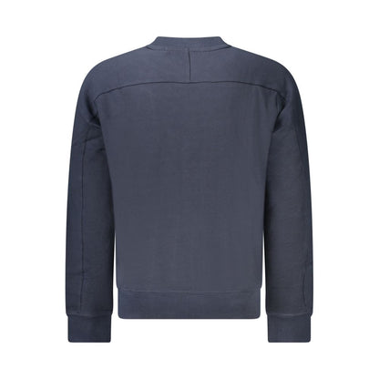 Back view of Hugo Boss Blue Cotton Men Sweater showcasing premium organic fabric and refined embroidery.