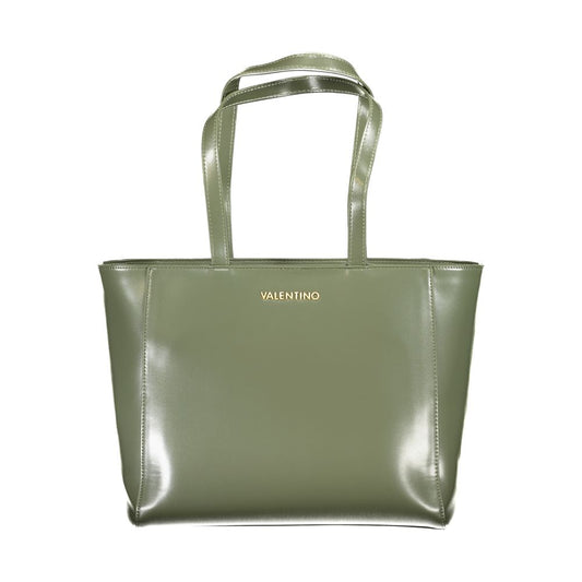 Mario Valentino Green Polyethylene Handbag with two handles, zip closure, internal pocket, phone space, and logo.