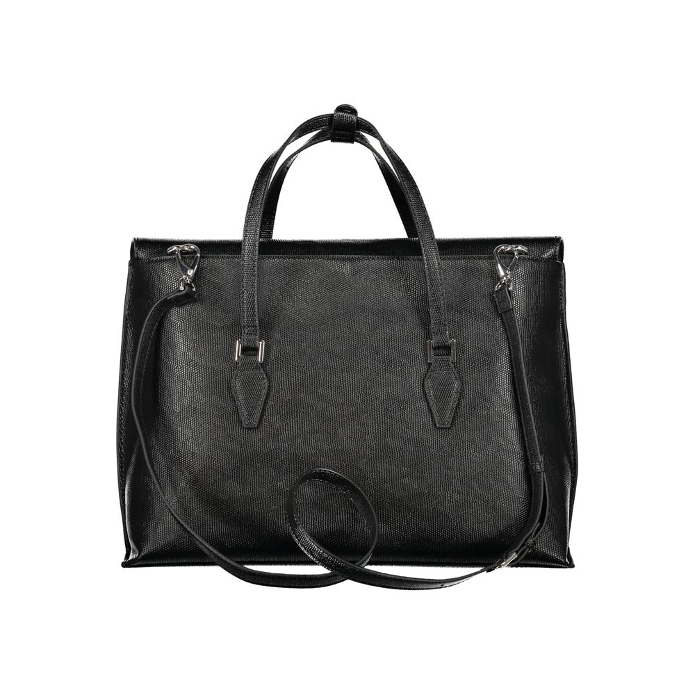 Mario Valentino Black Polyethylene Handbag with handles, shoulder strap, and pocket for laptop and accessories