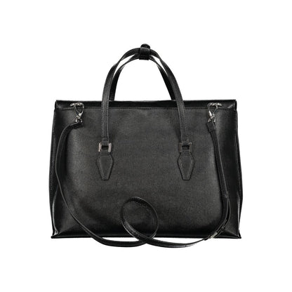 Mario Valentino Black Polyethylene Handbag with handles, shoulder strap, and pocket for laptop and accessories