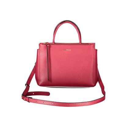 Coccinelle Red Leather Handbag with adjustable strap, two handles, external and internal pockets, and secure zip closure.