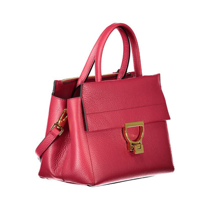 Coccinelle Red Leather Handbag with 2 handles, adjustable and removable strap, external pockets, internal pocket, zip, and rotary logo closure.