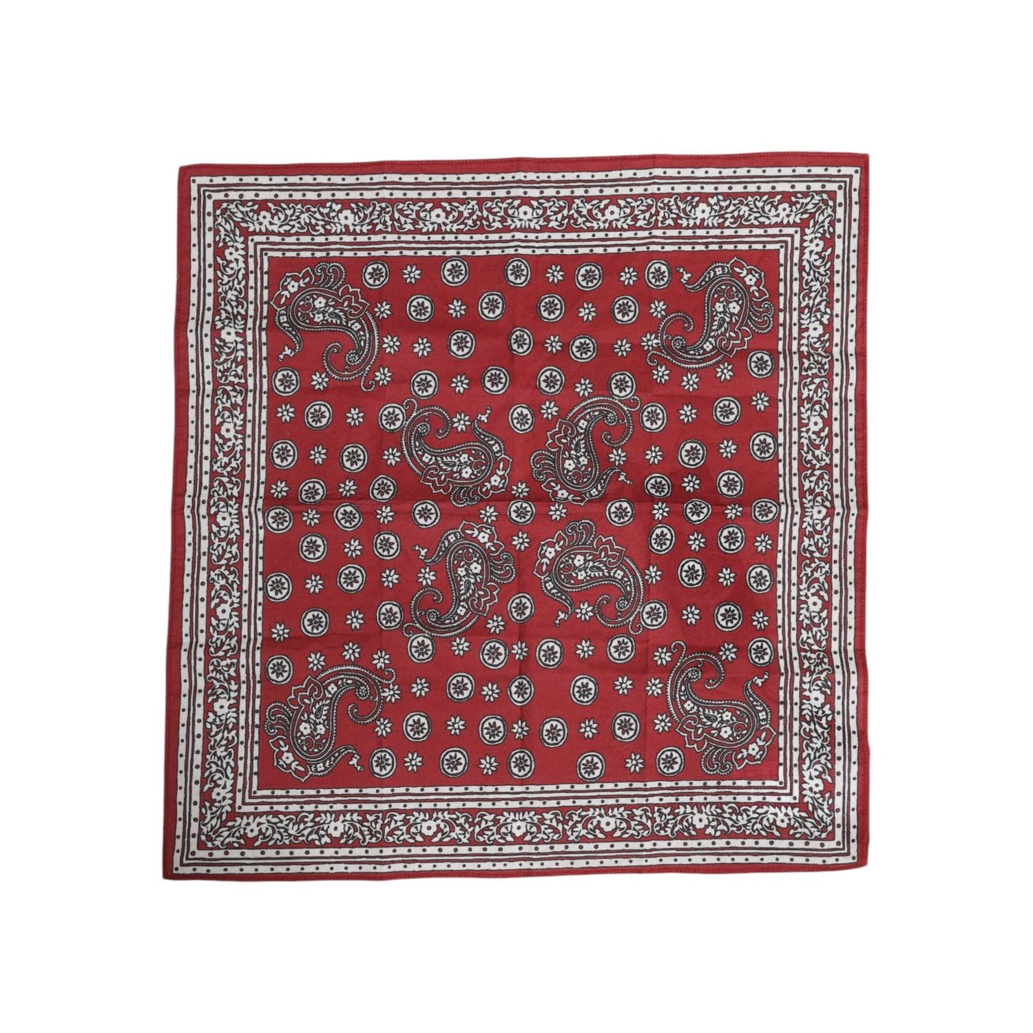 Dolce & Gabbana Red Floral Cotton Square Foulard Scarf