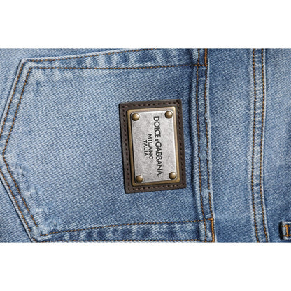 Dolce & Gabbana Blue Washed Cotton Skinny Men Denim Jeans