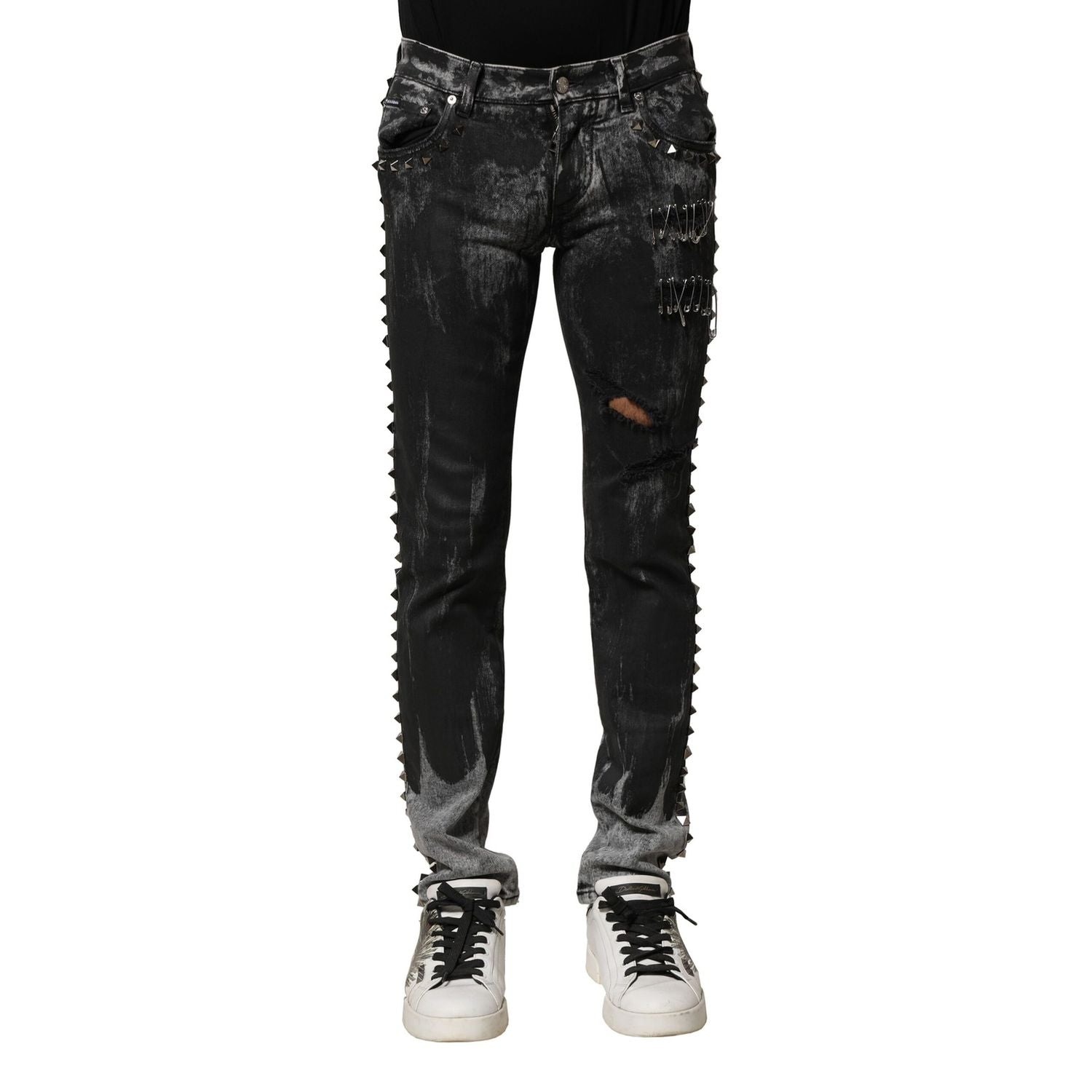 Dolce & Gabbana Black Washed Embellished Skinny Denim Jeans