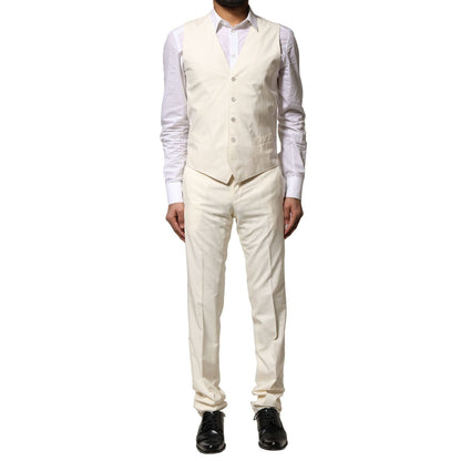 Dolce & Gabbana Ivory Wool 3 Piece Single Breasted Suit