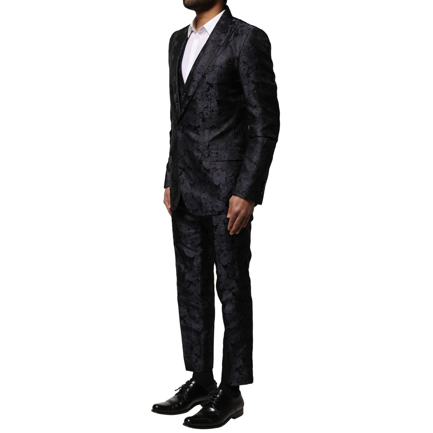 Dolce & Gabbana Black Jacquard 3 Piece Single Breasted Suit KOS2351-46