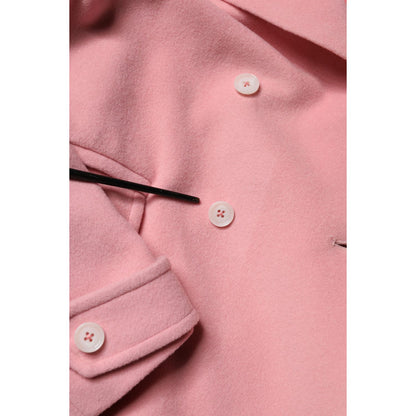 PINK MEMORIES Pink Wool Double Breasted Blazer Coat Jacket