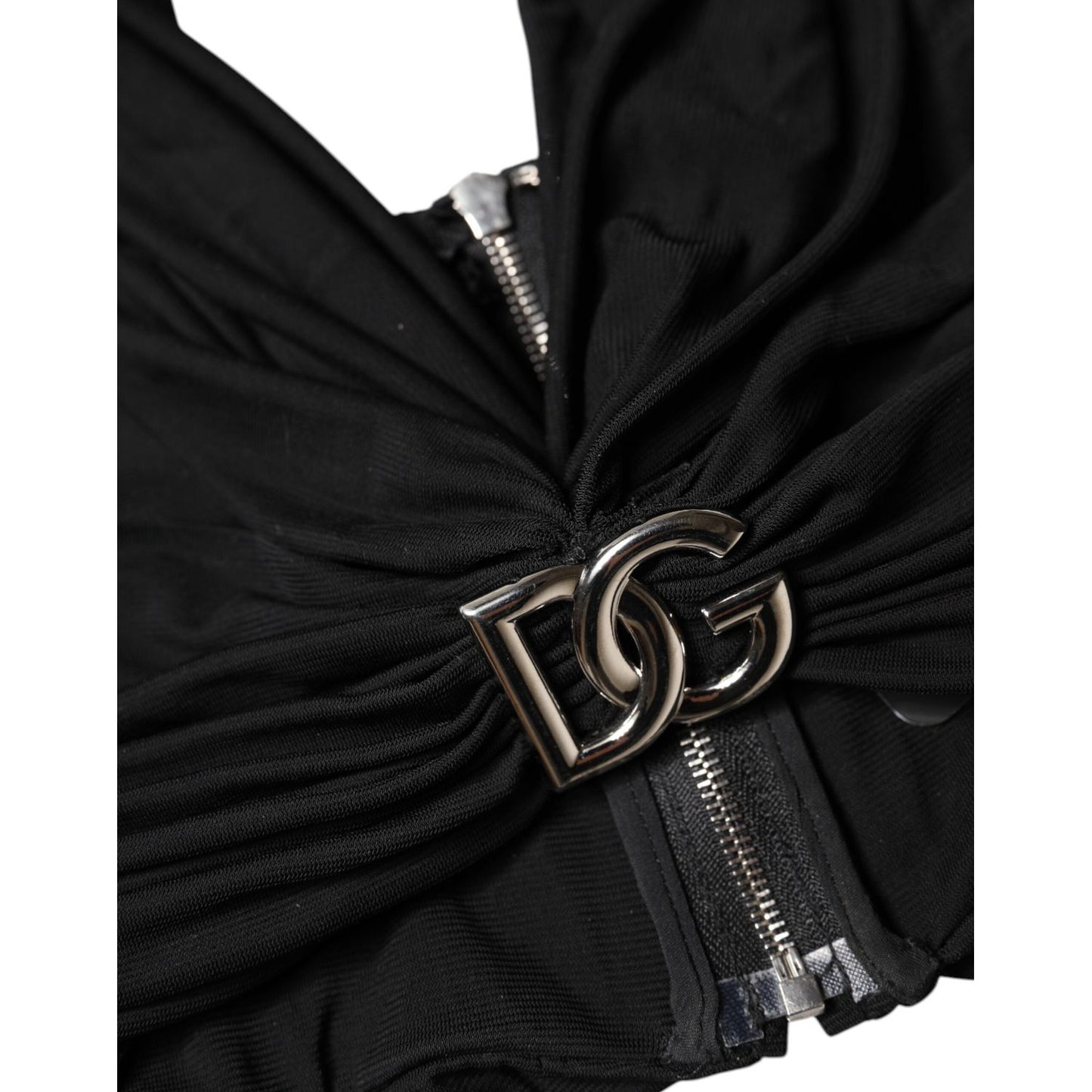 Dolce & Gabbana Black Cropped Viscose Halter Bustier Top