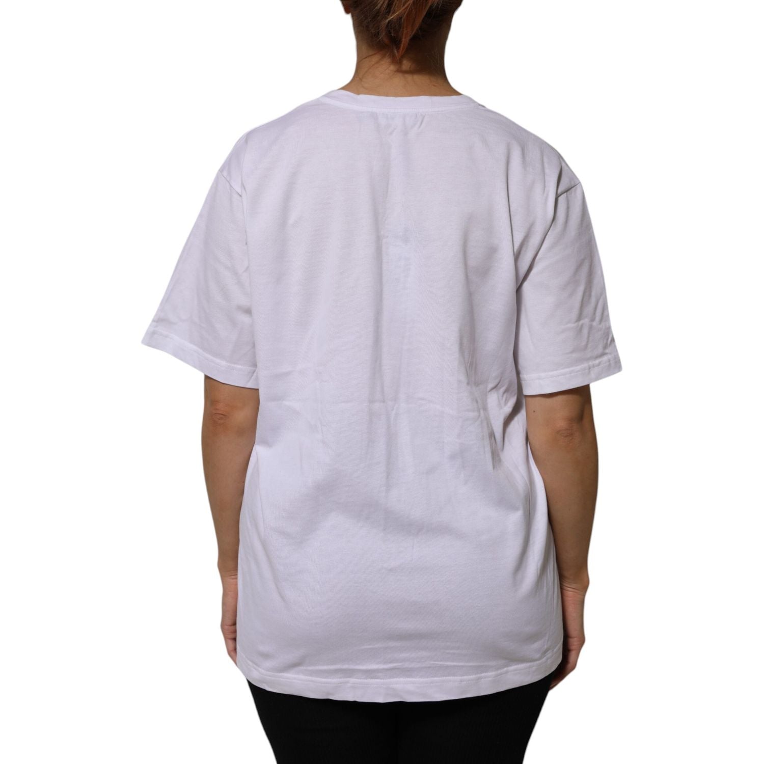 Dolce & Gabbana White Cotton Short Sleeves V-neck T-shirt
