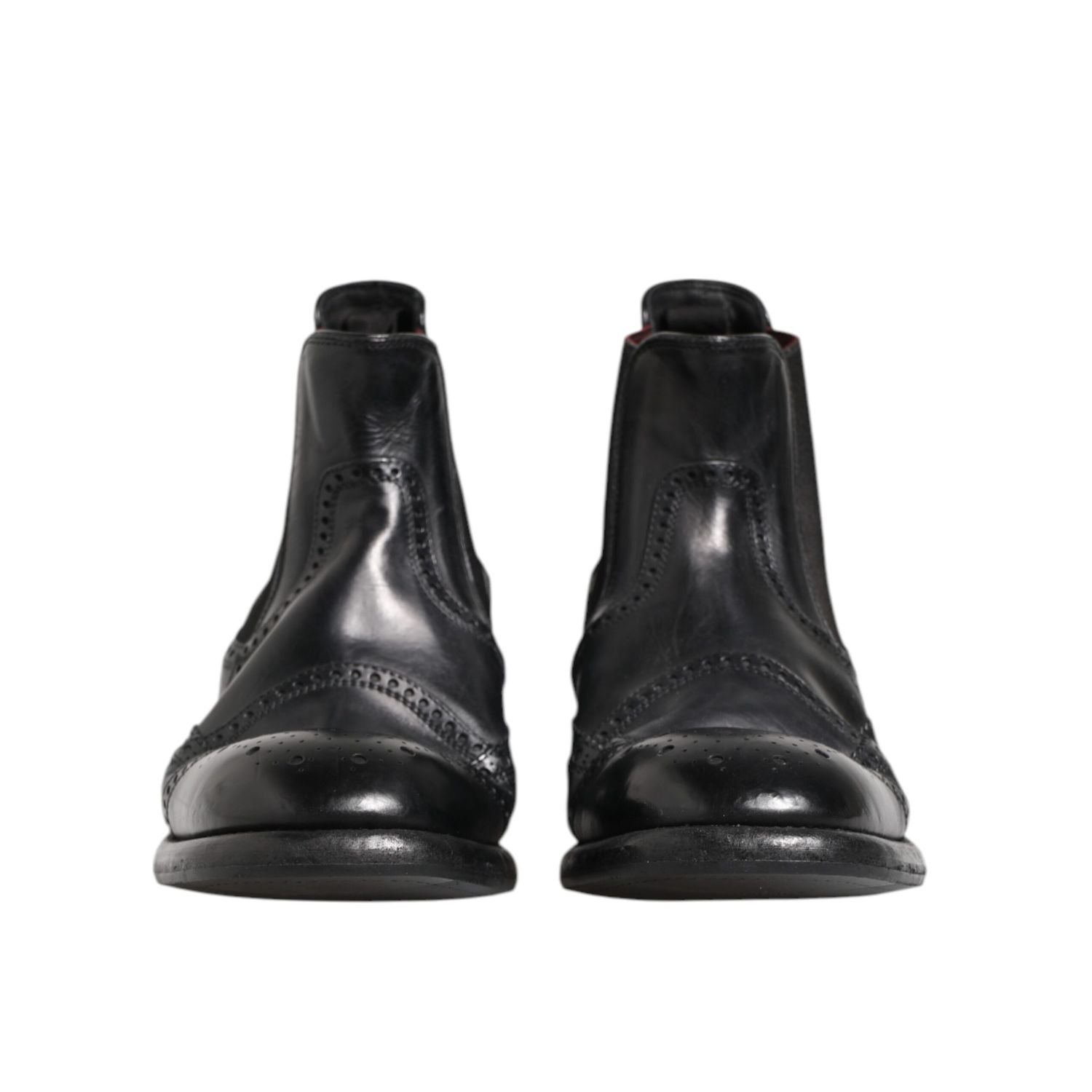 Dolce & Gabbana Black Leather Ankle Boots Slip On Shoes