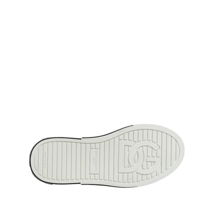 Dolce & Gabbana White Dotted Leather Slip On Men Sneakers Shoes