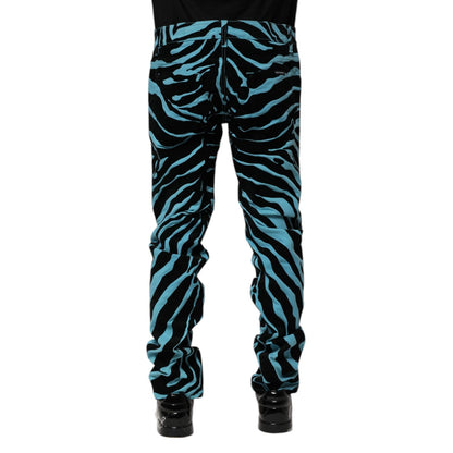 Dolce & Gabbana Blue Black Stripes Skinny Denim Jeans