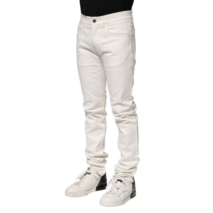 Dolce & Gabbana White Cotton Skinny Men Denim Jeans