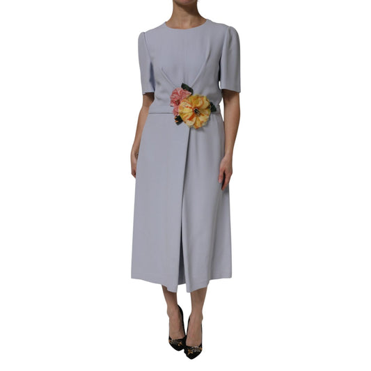 Dolce & Gabbana Gray Viscose ShortSleeve Sheath Midi Dress