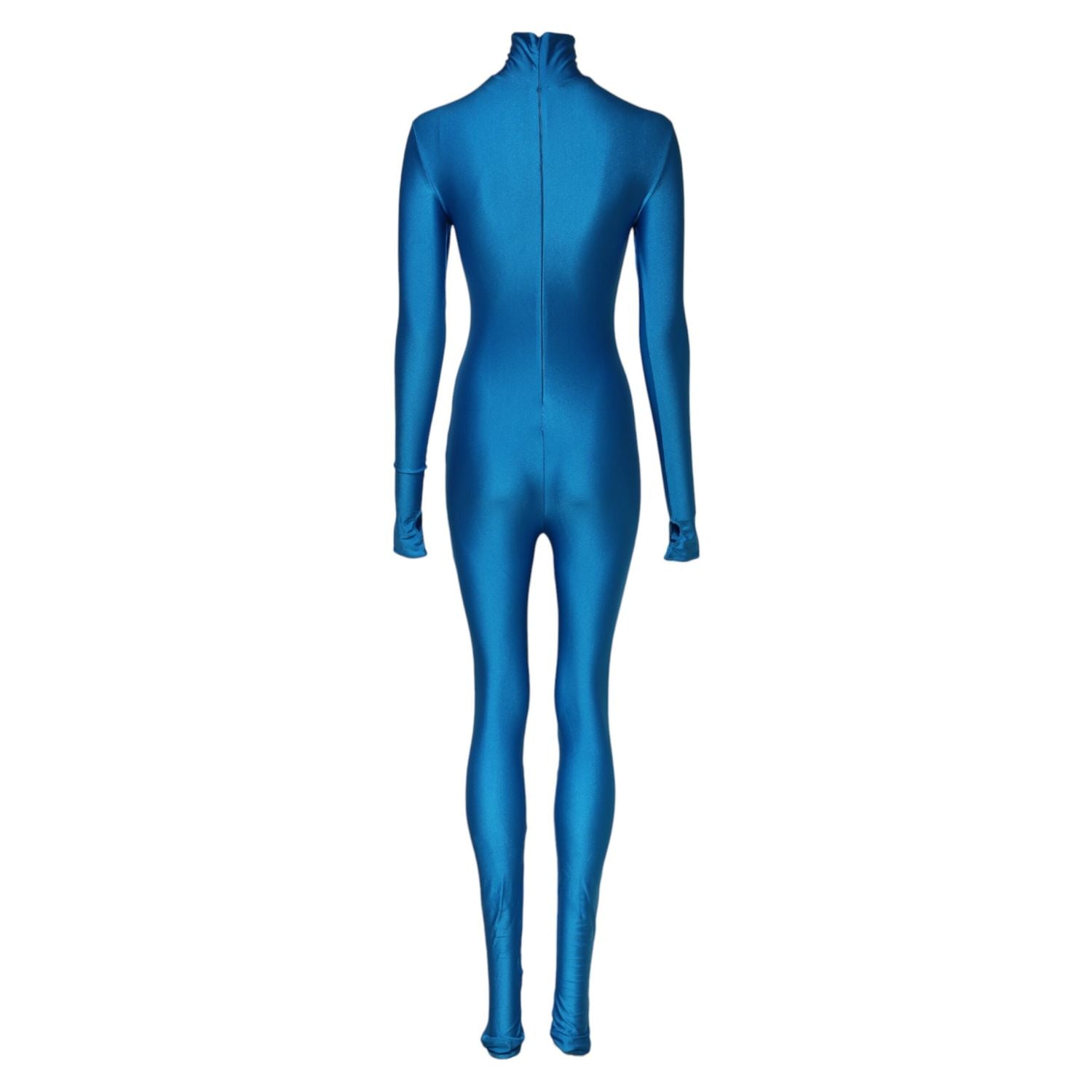 Dolce & Gabbana Blue Nylon Turtleneck Bodycon Jumpsuit Dress