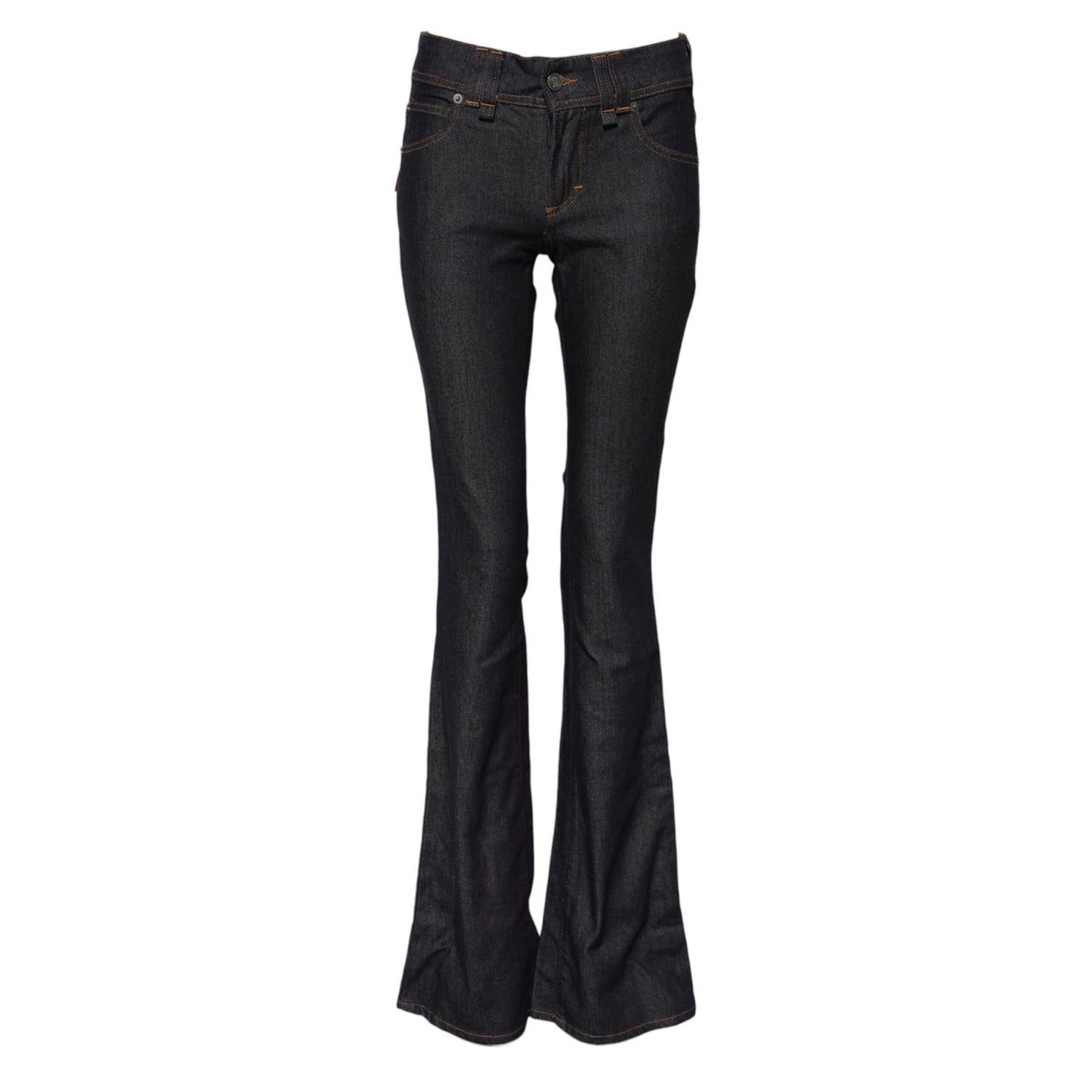 John Galliano Blue Mid Waist Cotton Wide Leg Denim Jeans