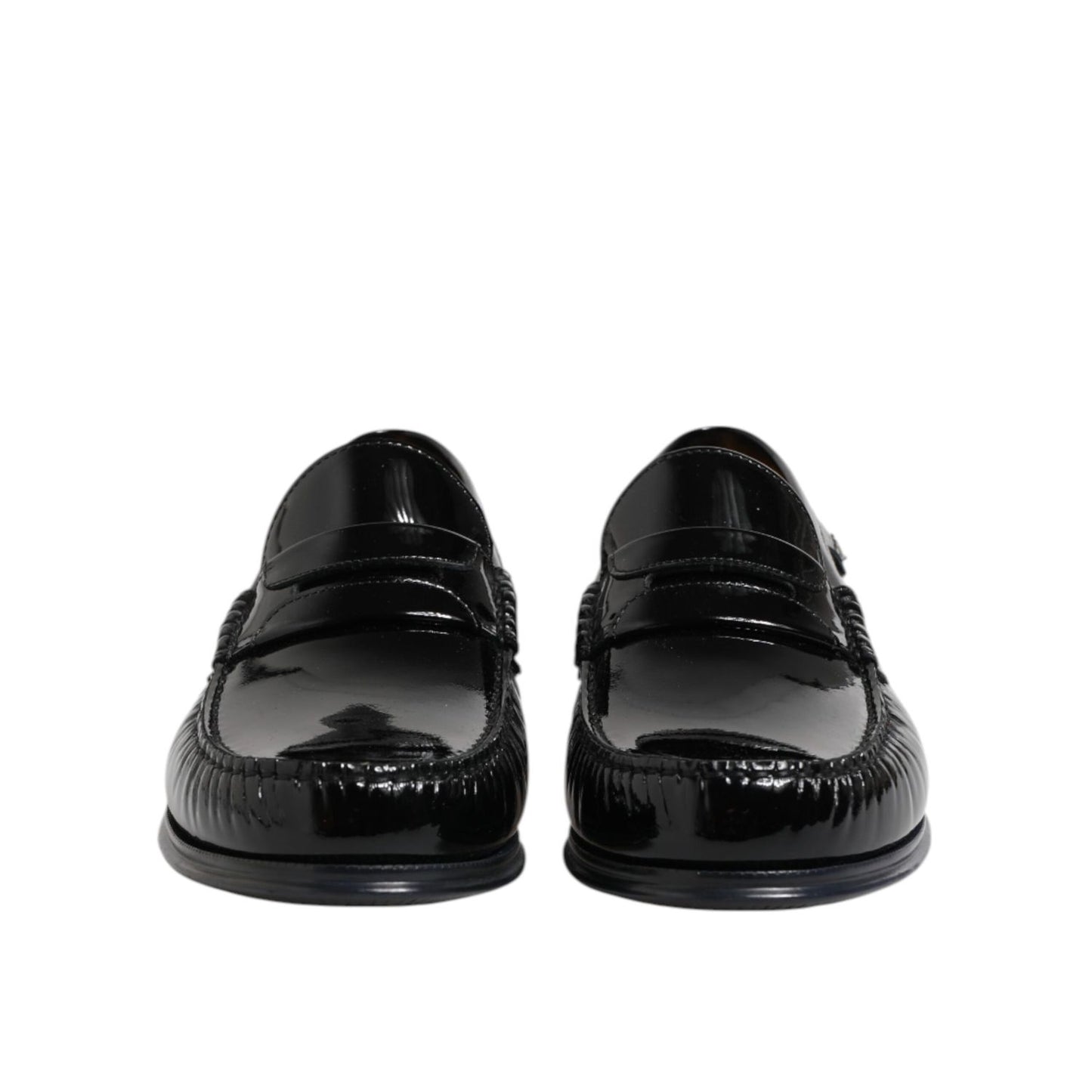 Dolce & Gabbana Black Leather Slip On Loafers Dress Shoes