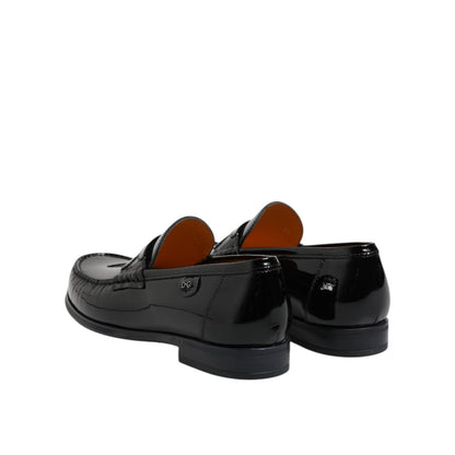Dolce & Gabbana Black Leather Slip On Loafers Dress Shoes
