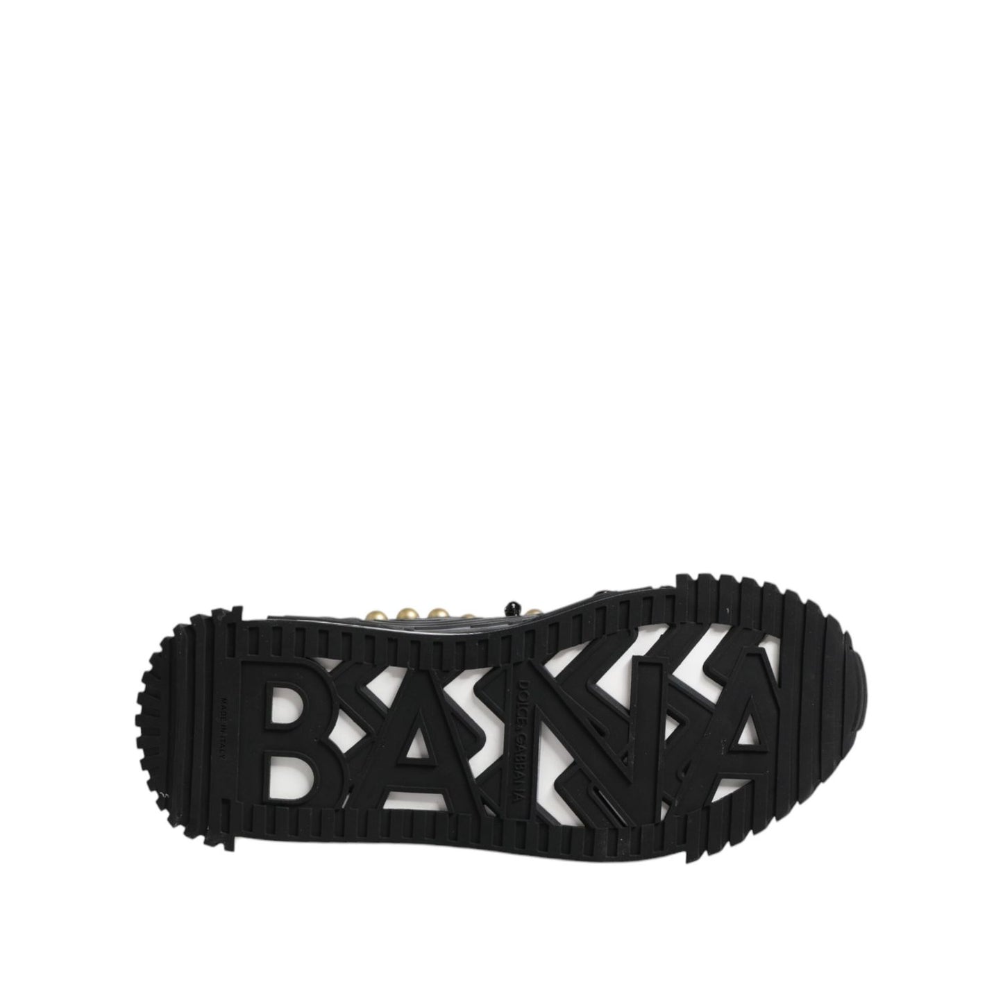 Dolce & Gabbana Black Leather Studded Ankle Strap Sandals Shoes