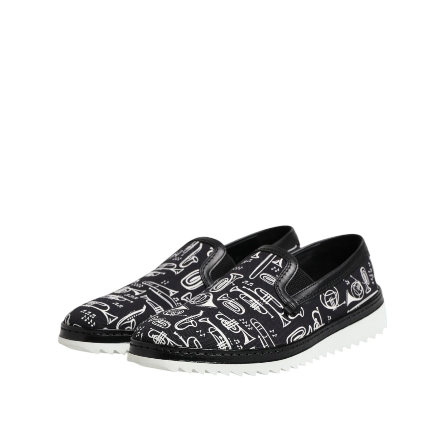Dolce & Gabbana Black Slip On Printed Men Loafers Shoes