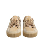 Dolce & Gabbana Beige Leather Low Top Lace Up Sneakers Shoes MV7506-46