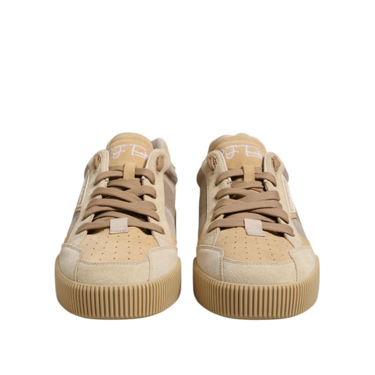 Dolce & Gabbana Beige Leather Low Top Lace Up Sneakers Shoes MV7506-46