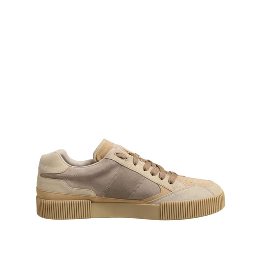 Dolce & Gabbana Beige Leather Low Top Lace Up Sneakers Shoes MV7506-46