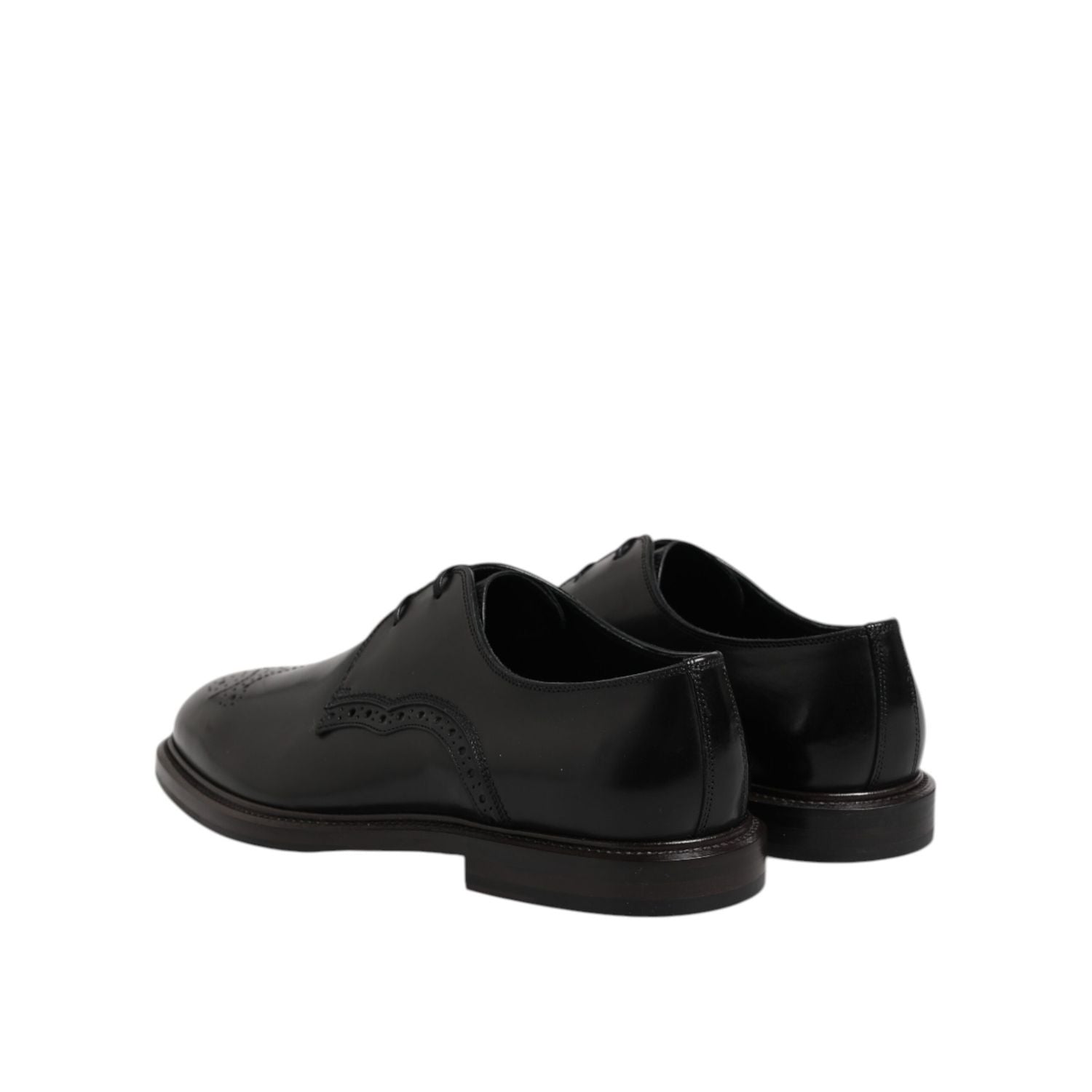 Dolce & Gabbana Black Leather Derby Wingtip Formal Shoes