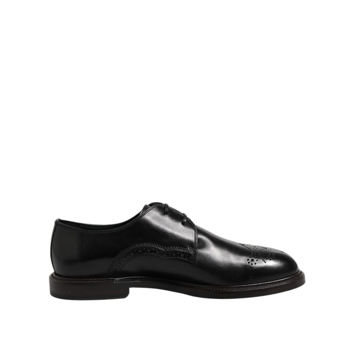 Dolce & Gabbana Black Leather Derby Wingtip Formal Shoes