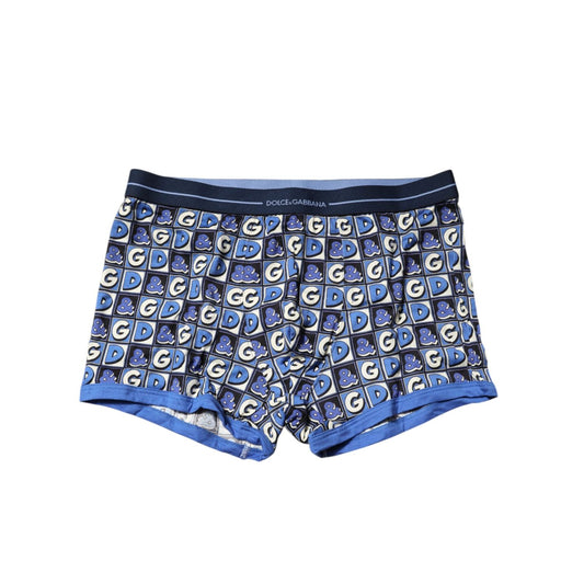 Dolce & Gabbana Blue Cotton Logo Print Regular Boxer Underwear BIK1548-6