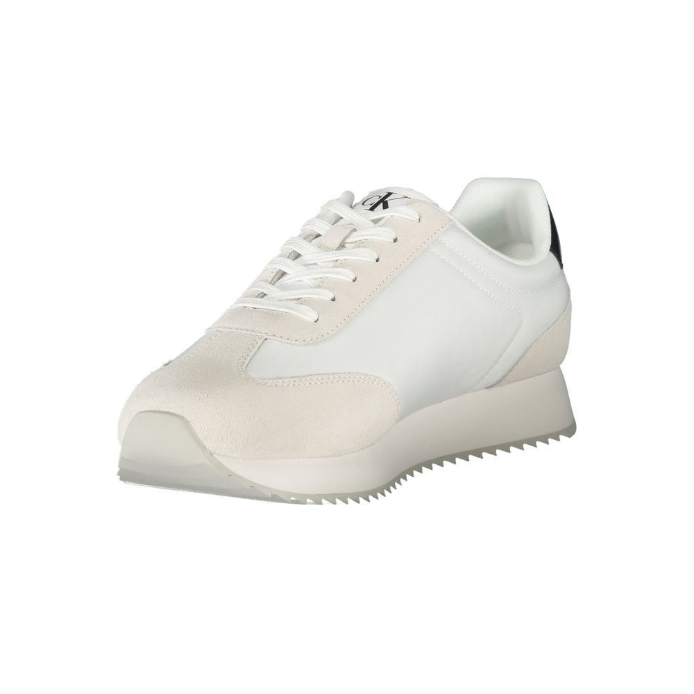 Calvin Klein White Leather Men Sneaker with black details and logo