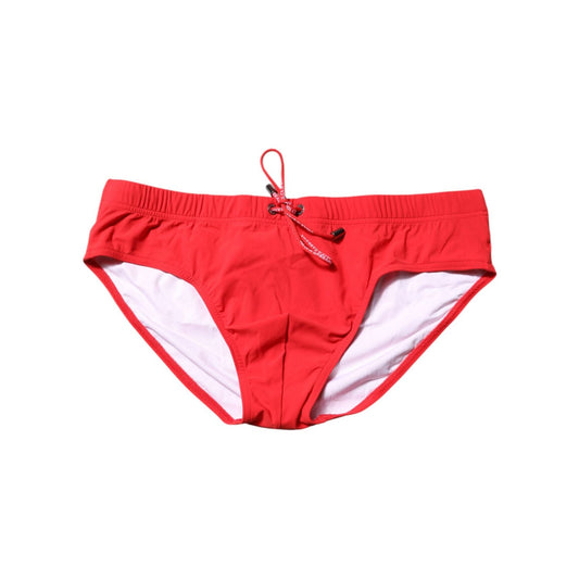 Dolce & Gabbana Red Logo Waist Men Beachwear Brief Swimwear BIK1616-5