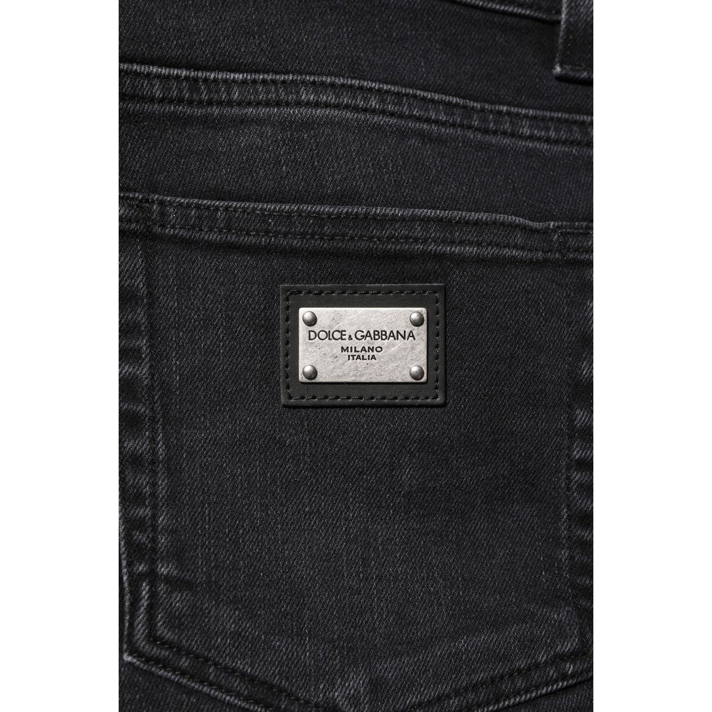 Dolce & Gabbana Black Washed Cotton Skinny Denim Jeans