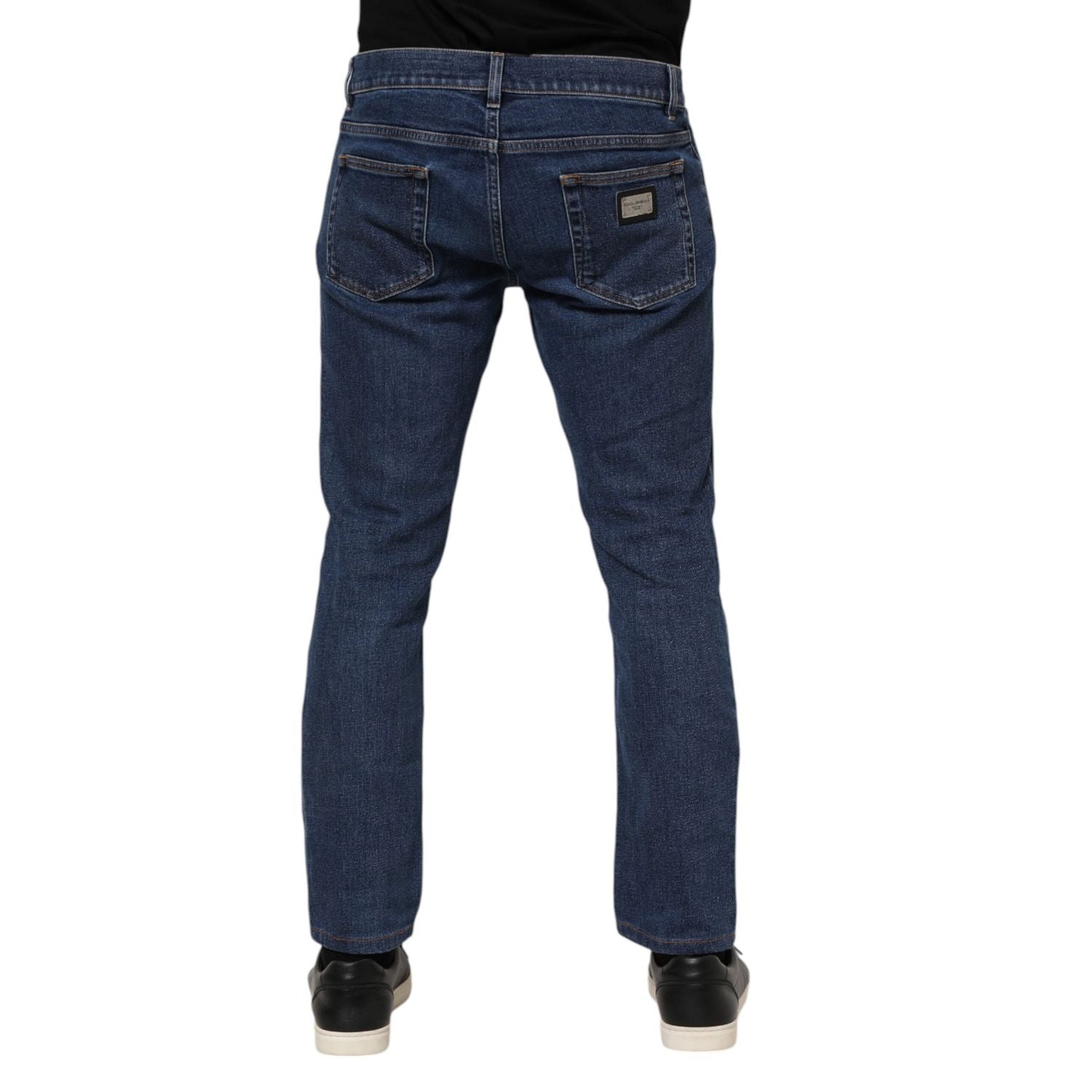 Dolce & Gabbana Blue Cotton Logo Skinny Denim Jeans